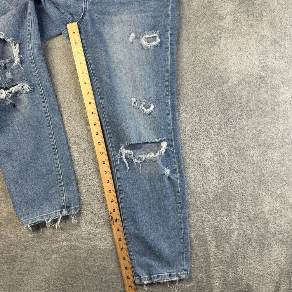 Flying Monkey Jeans Women’s 28 Blue Stretch Distressed Raw Hem Denim Whiskered - Picture 6 of 12